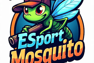 design high quality esport mosquito mascot logo with free source file