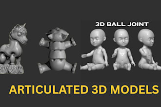 do articulated 3d model, 3d bjd, flexi animals, dragons, fidget toys, 3d doll