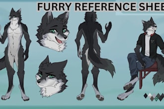 draw furry reference sheet, fursona, furry art, oc, character design furry nsfw