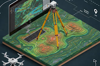 make topographic survey, land surveying map, contours map, from point topo data