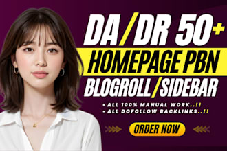 provide da DR 50 sidebar blogroll footer dofollow SEO backlinks for top ranking