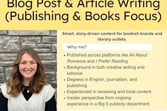 write thoughtful, engaging blog posts or articles about books and publishing