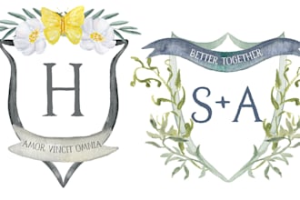 create a personalized watercolor floral family crest