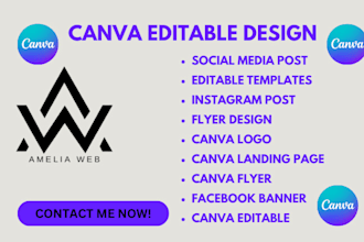 design canva landing page, post, flyer, logo design