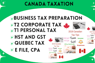 do t1 andt2 tax return filing for canadian personal and corporations CPA
