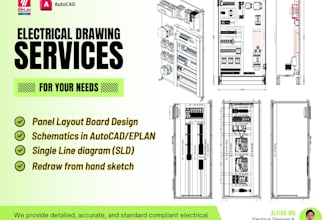 design and draw electrical schematic, panel layout, wiring by autocad,eplan
