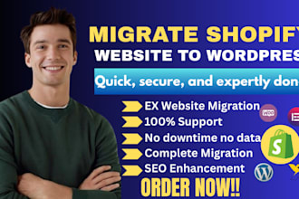 migrate bigcommerce, squarespace, wix, woocommerce, wordpress to shopify website