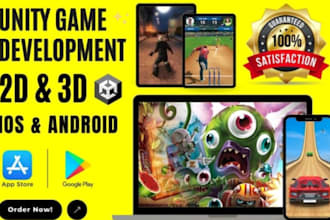 develop 2d, 3d unity game for mobile android pc web console platforms