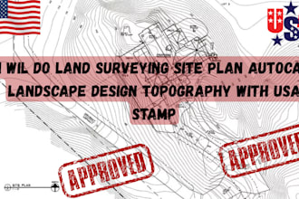 do land surveying site plan autocad landscape design topography with usa stamp