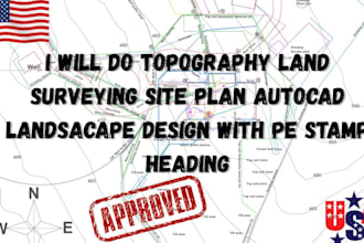 do topography land surveying site plan autocad landsacape design with pe stamp