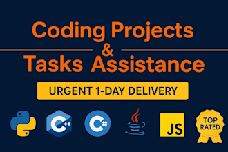 review, do coding assigned tasks and projects in python, cpp, c, java, rust