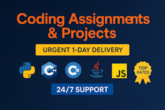 review, do coding assignments and projects in python, java, c, cpp, and c sharp