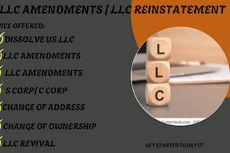 llc amendment, llc dissolution, llc reinstatement, llc address change, s corp