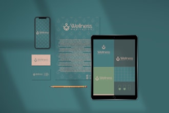 logo and branding for health, wellness, yoga and fitness with band style guide