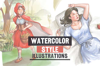 draw watercolor illustrations for children book, novel cover not ai