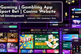 develop igaming website, sport bet website, blackjack, slot, crash game, poker