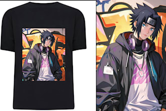 draw epic edgy anime manga streetwear japanese t shirt design for clothing brand