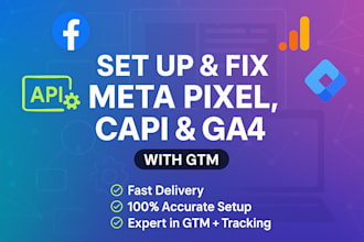 setup facebook conversion tracking and meta pixel conversion api, ga4 by GTM