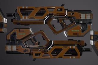 design 3d sci fi gun for game, 3d weapon model, firearm animations,sci fi sword
