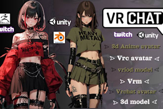 create custom vrchat avatar furry 3d vrc anime avatar vriod 3d model vrm