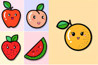 draw unique kawaii illustrated food icon and stickers