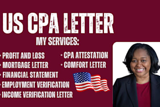 prepare CPA comfort letter, audit US financial statement, mortgage letter