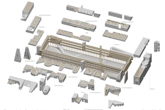 create a clean architectural exploded axonometry
