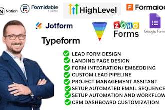 build forms, sales funnel, and automation with jotform, google form, typeform
