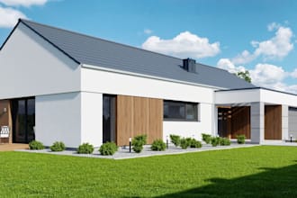 remodel one floor house, 3d render for marketing purpose, extended home design