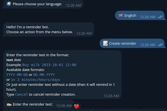 develop a custom telegram bot for your business or personal use