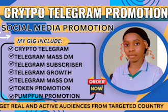 promote new token, telegram promotion, telegram chatter, telegram subscribers