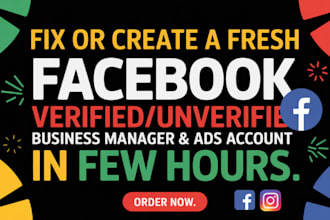 fix your facebok ad account and business manager