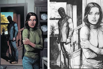 draw graphic novel storyboard illustration, comic page