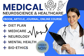 write medical ebook, neuroscience, dental article health, fitness ebook writer