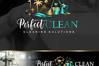 do clean and professional cleaning service logo and any graphic design
