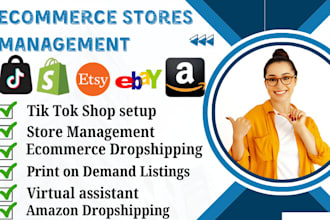 do ecommerce store manager etsy ebay shopify tik tok shop dropshipping setup