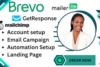 design brevo newsletter, getresponse landing page, mailerlite, mailchimp