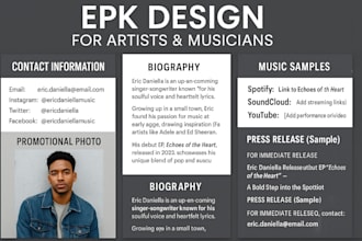 design electronic press kit media press kit one sheet for musicians djs artist