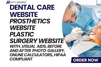 develop dental care website prosthetics website medical surgery website