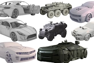 3d car, car animation, 3d modeling, hard surfaced model for game and animation