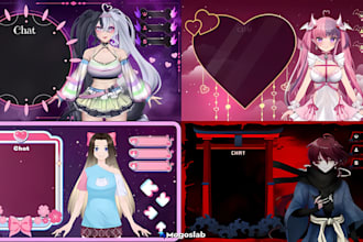 design cute anime vtuber overlay, twitch panels, alerts and stream overlay