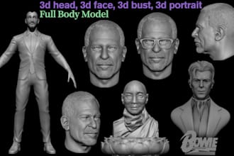 sculpt 3d head face 3d portrait 3d bust portrait realistic 3d hair for 3d print