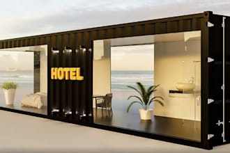 model and render 3d shipping container home house shop cafe office resturant van