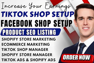 setup tiktok shop facebook shop tiktok dropshipping shopify marketing manager
