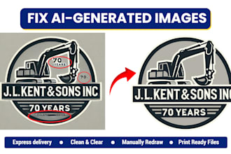 fix ai flaws and professionally redraw ai generated t shirt logo designs