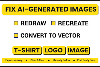fix ai flaws and redraw artwork for t shirt or logo