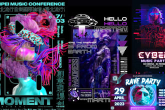 design techno event flyer party poster 90s retro groove rave poster electronic