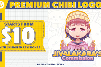 create premium cute chibi anime logo mascot