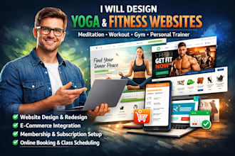design yoga website meditation fitness workout gym personal trainer website