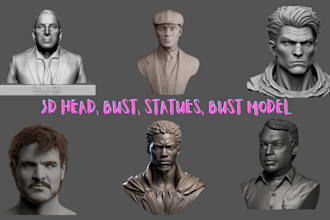 sculpt realistic 3d head bust, 3d face model stl file in blender for 3d printing
